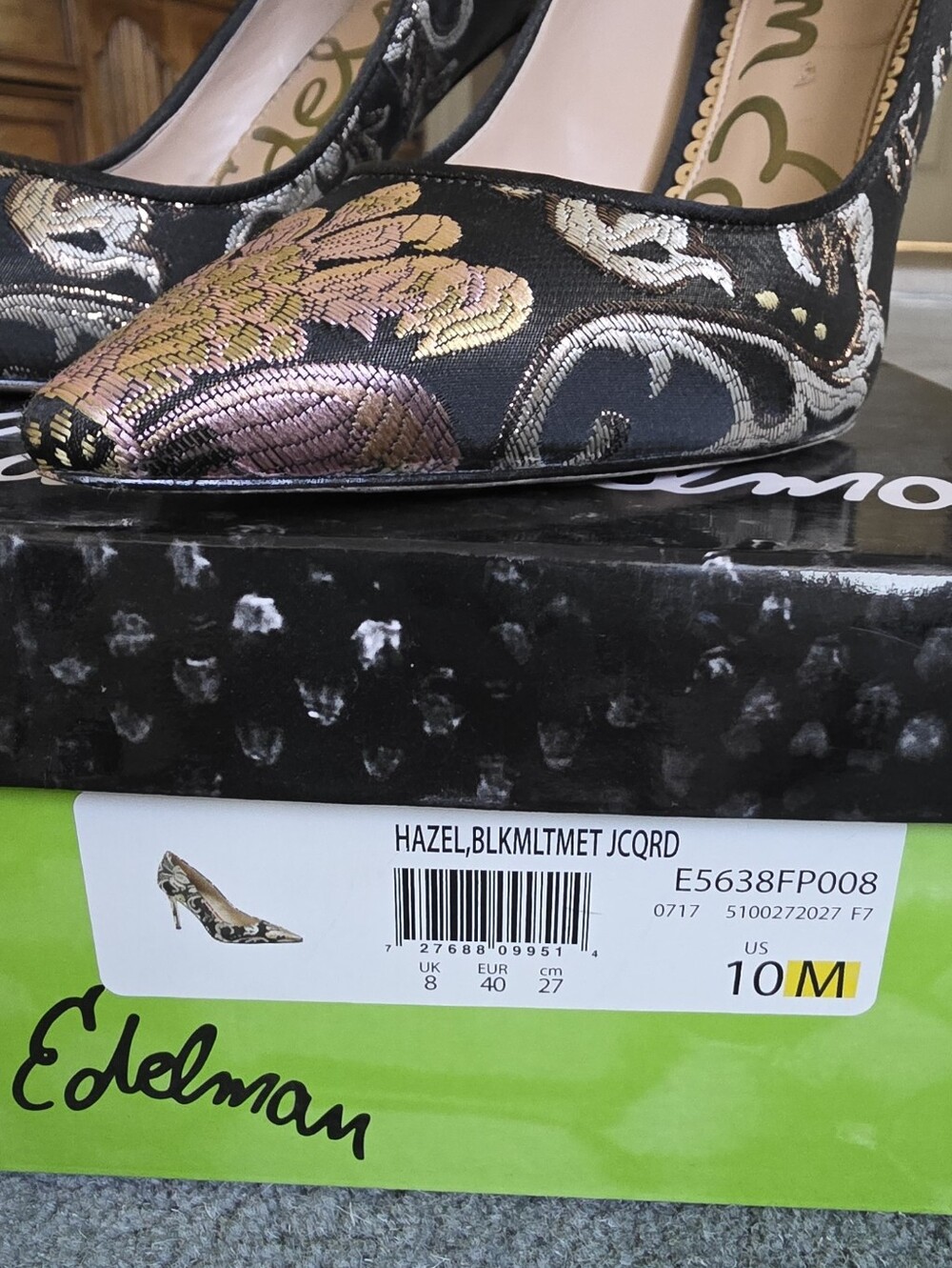Sam Edelman Hazel Black Floral Jacquard Pointed-Toe Pumps - Black/Multi - Picture 2 of 9